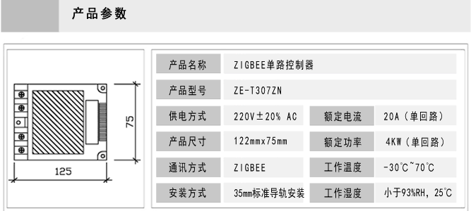 智能照明控制器(单回路)-ZE-T307ZN/20A
