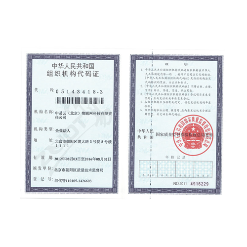 中易物联-组织机构代码证